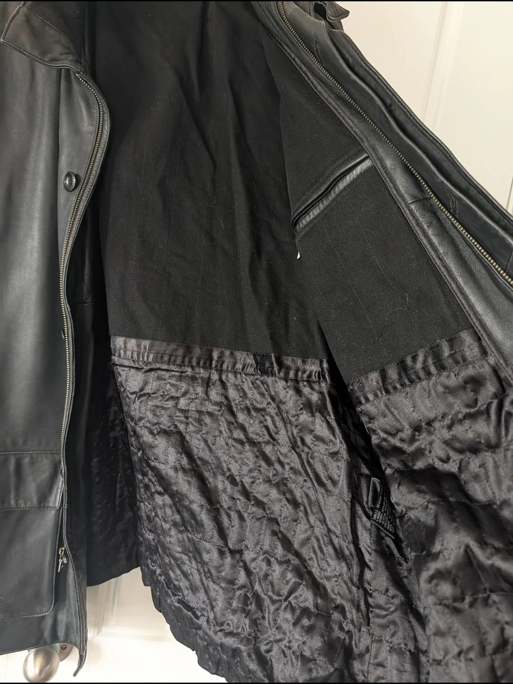 Men's Black Leather Zip-Front Coat
